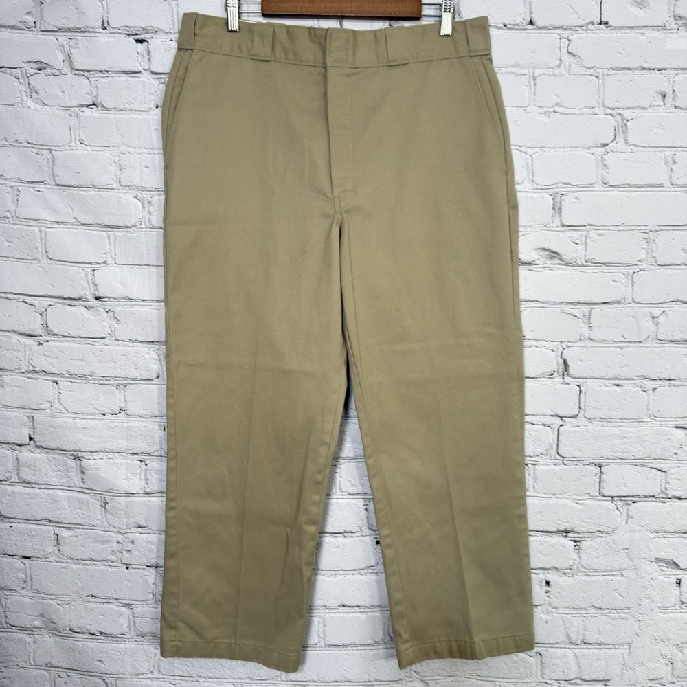 Vintage‎ Dickies Work Pants Men's 34x28 Khaki Workwear Twill Plain Front Grunge